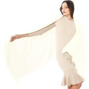 🆕 Women White Evening Dress Wedding Pashmina Shawls Winter Warm Silky Scarves